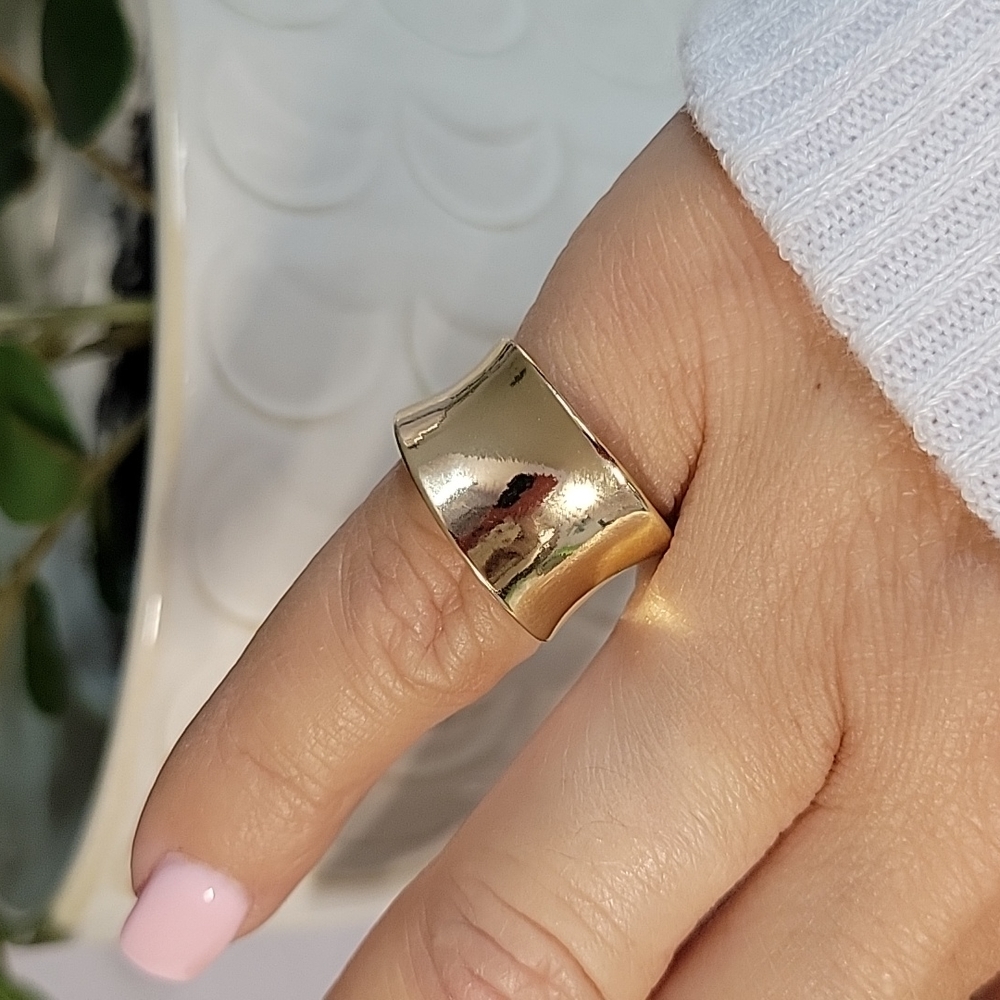 Wide Contour Band Cuff Ring - Picture 8 of 11